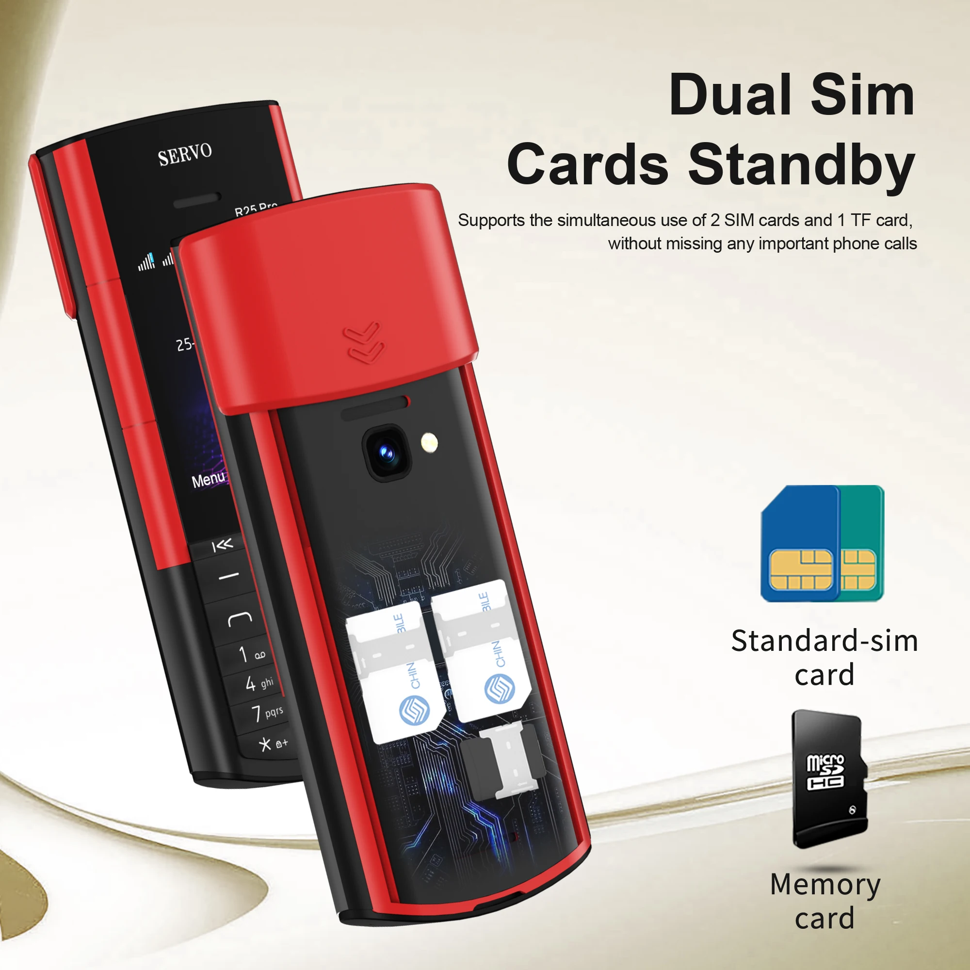 SERVO R25 PRO سماعات بلوتوث الهاتف المحمول بطاقات SIM المزدوجة تسجيل المكالمات سرعة الاتصال الهاتفي راديو FM 2G GSM زر الهواتف المحمولة الاحتياطية #2