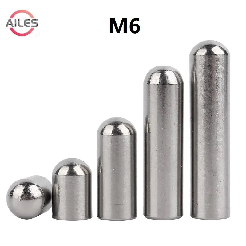 

M6 Round Head Solid Cylindrical Pin Locating Dowel Stainless Steel Ball Head Needle Roller Thimble 4 5 6 10 20mm