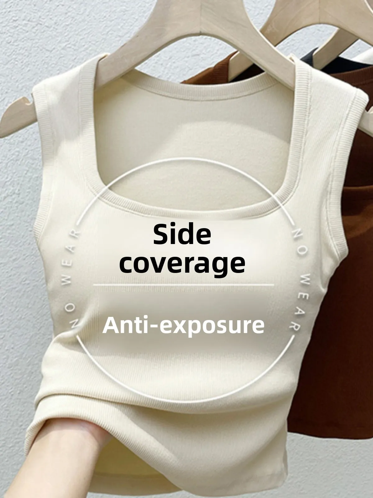 

Women's Square Collar One-Piece Vest Spring Autumn New Sle with Chest Pad Wide oulder Strap Svel Base irt