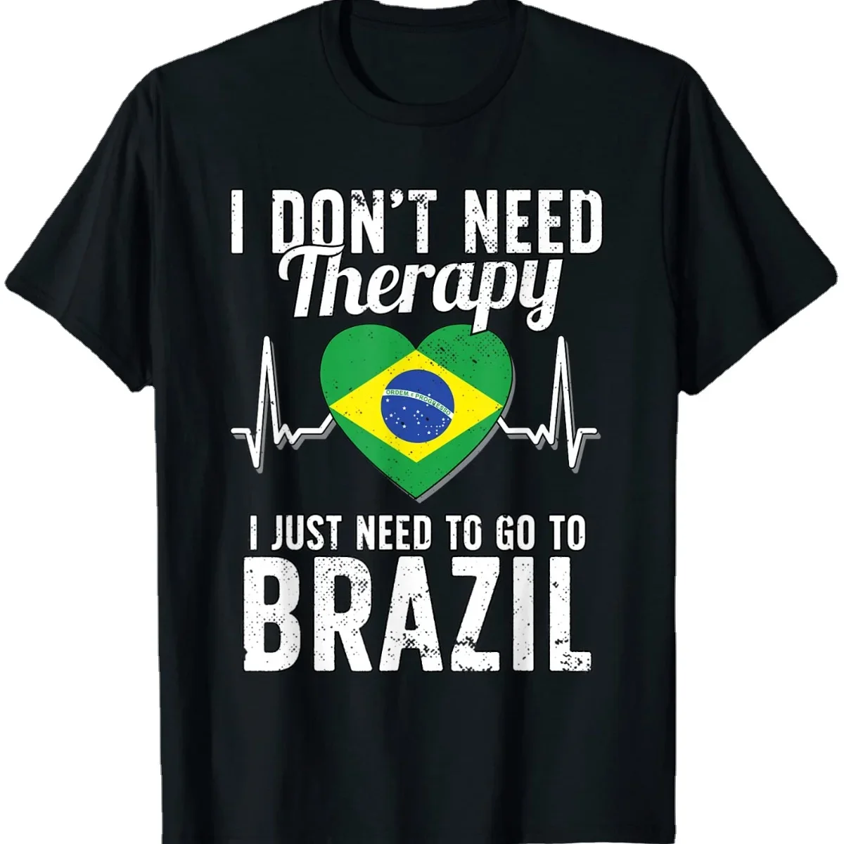 Brazil Flag Holiday Brazil Flag Heartbeat Summer Cotton O-neck Short Sleeve T-shirt