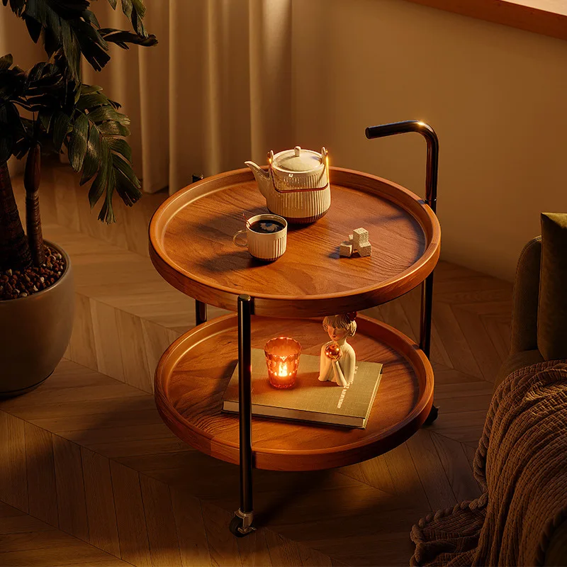 Movable bedside table Side table Side table Home living room Bedroom locker Bedside cart New round table Coffee table