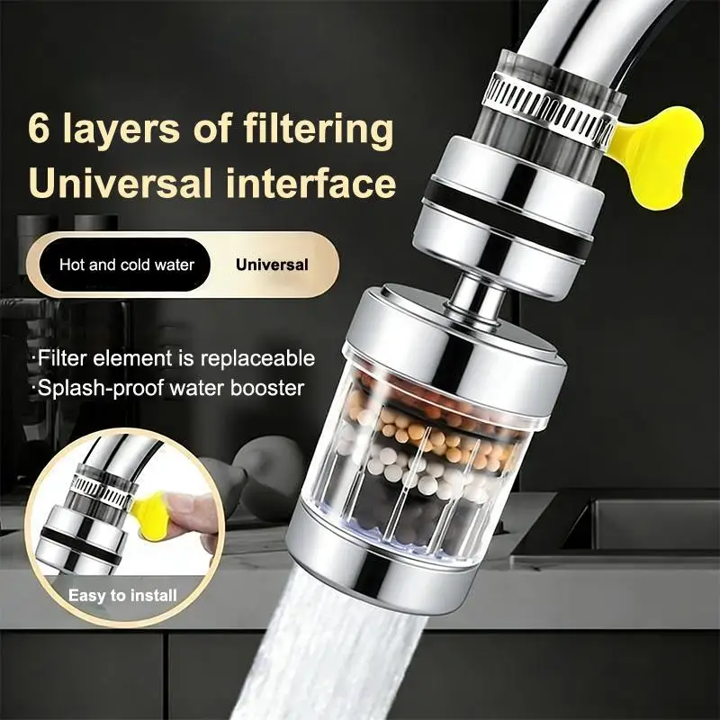 SU 360° Rotatable 6 Layers Faucet Filter Kitchen Tool Sink Bathroom Accessories Bubbler Filtration Faucet Splash-proof Shower