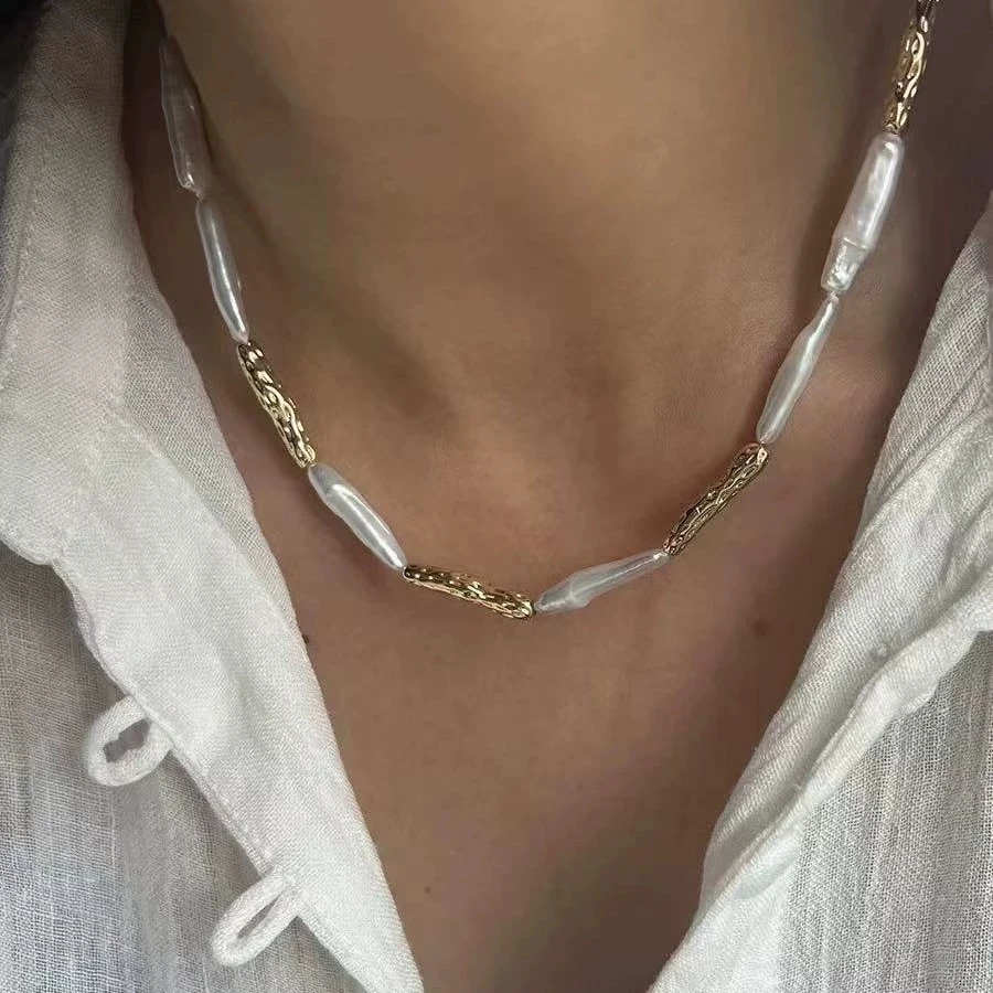 Elegant Long Strip Imitation Baroque Pearl Necklaces For Women Lady Fashion New Jewelry Gift Party Birthday колье