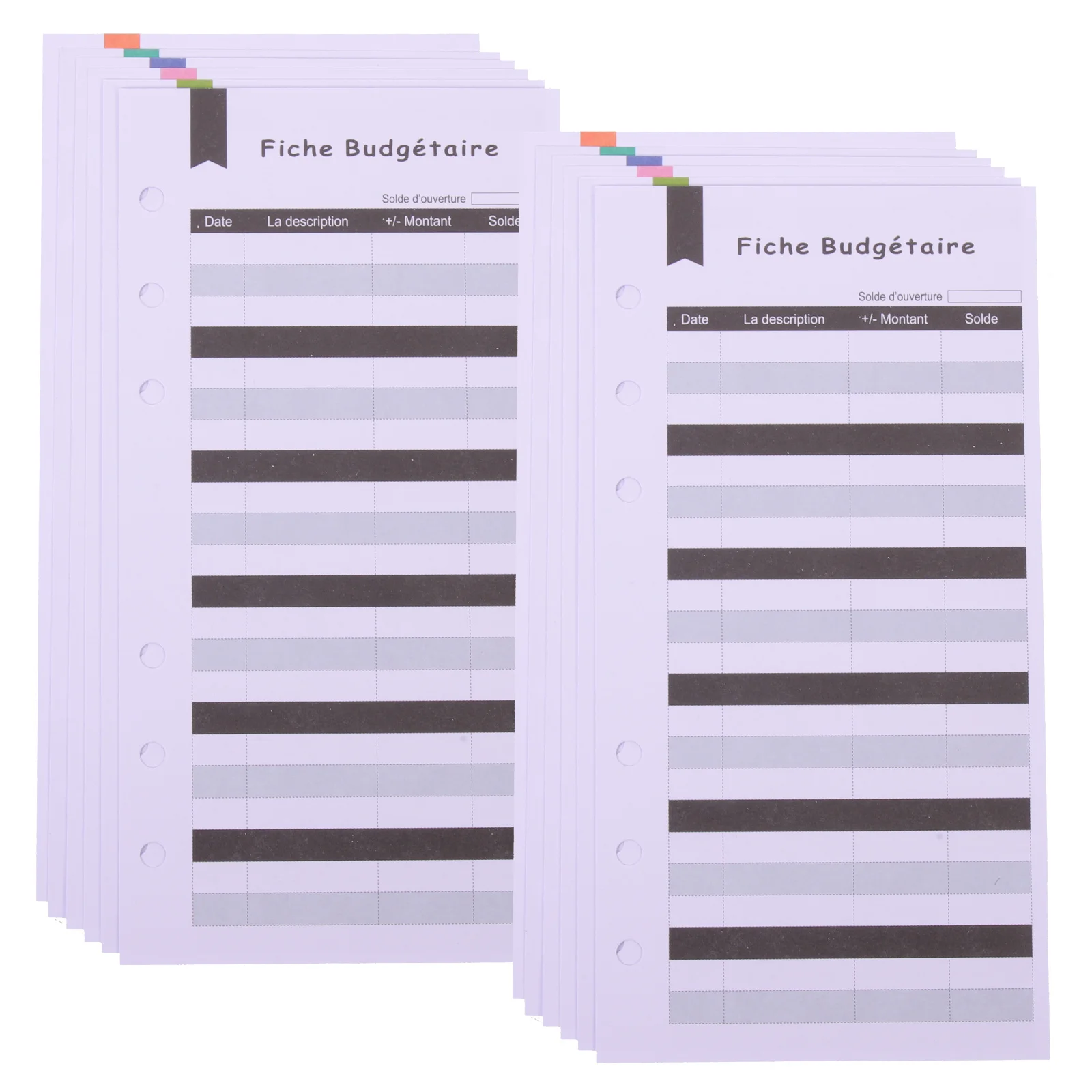 2 قطعة مخطط الميزانية إدراج بطاقات تسجيل النقدية أوراق تعقب النفقات لكمة ثقب أوراق الميزانية المحمولة للمنزل #5