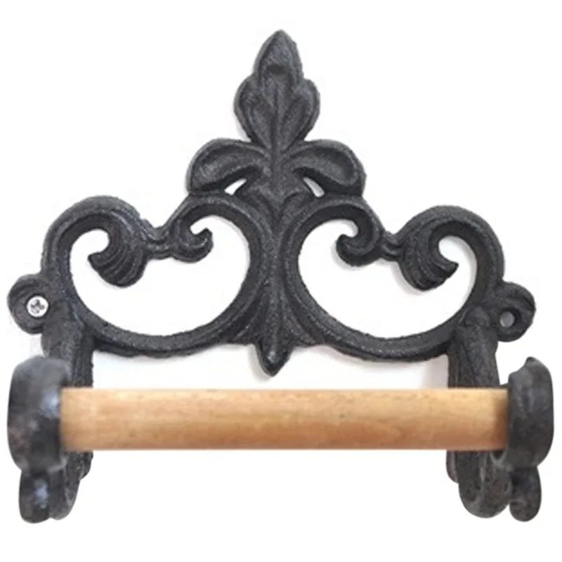 

Toilet Paper Holder Retro Wrought American Style Toilet Roll Holders Wall Mounted for Black Bathroom Accessories Shelf Banheiro