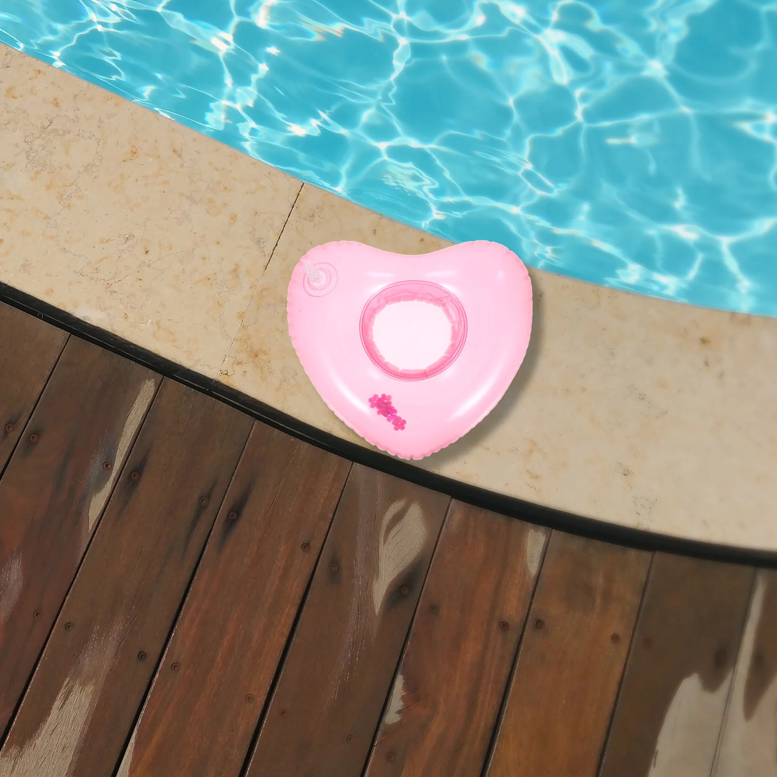 

4pcs Premium Inflatable Heart Cup Pvc Floating Drink Holders Beach Pool Summer Party Decorative Placemats For