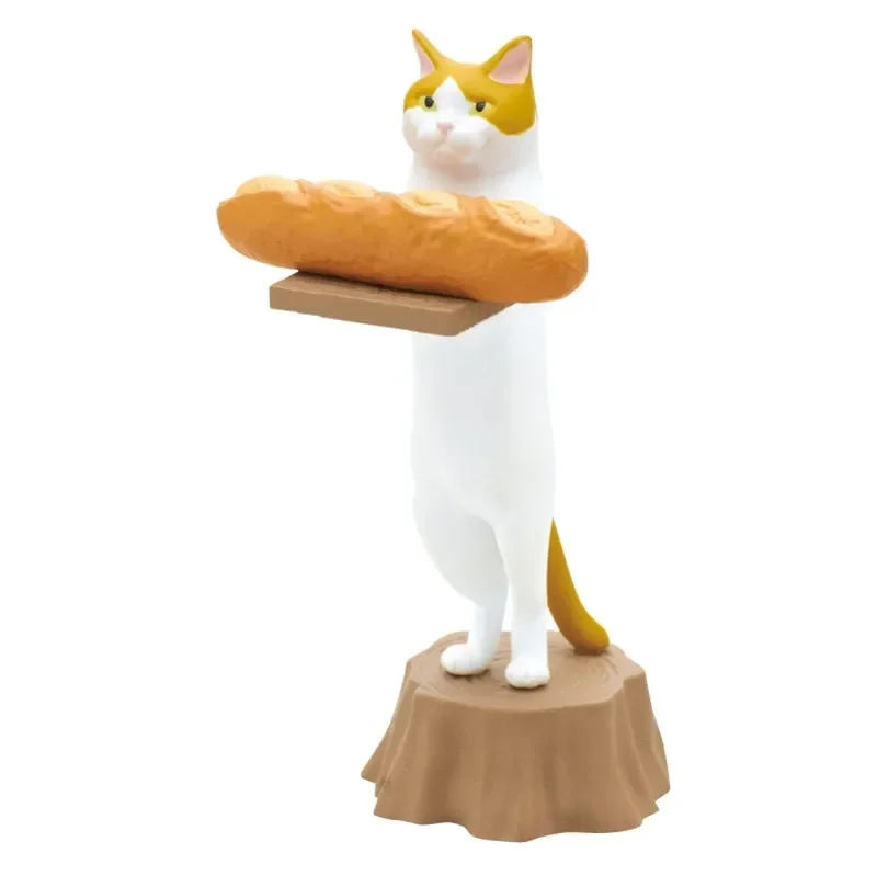 Kitan club original gashapon cápsula brinquedos figura kawaii bonito gato garçom pão casa comida estatueta animal em miniatura anime decoração
