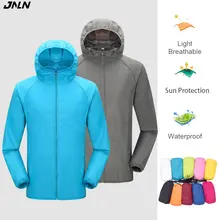 Jnnn jaqueta de chuva para acampamento, masculina e feminina, à prova d'água, proteção solar, pesca, caça, secagem rápida, corta-vento com bolso