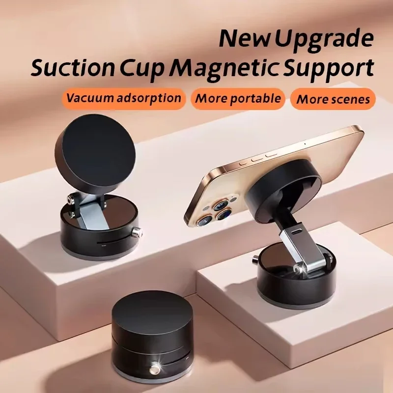 Vacuum Double Side Magnetic Suction Cup Mobile Phone Holder Travel Foldable Kitchen Lazy Bracket For iPhone Samsung Universal