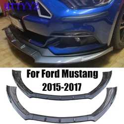 3PCS Gloss Black Car Front Bumper Splitter Lip Diffuser Body Kit Spoiler Guard spoiler frontal,For Ford Mustang 2015 2016 2017