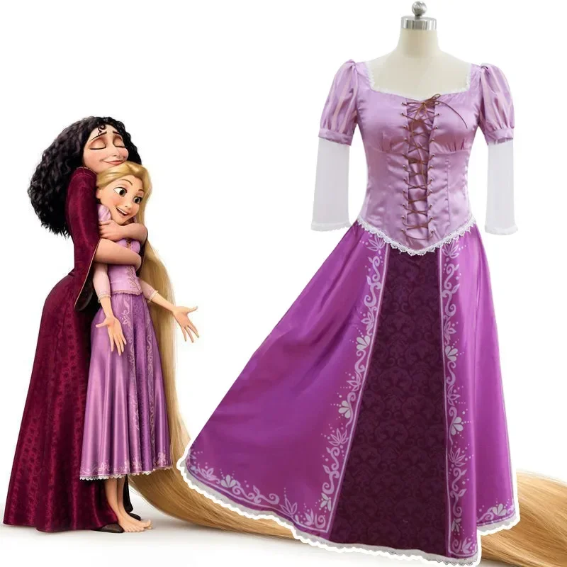 Disfraz de Rapunzel para niñas adultas, carnaval, fiesta de Halloween, disfraz de Cosplay, disfraz de princesa Rapunzel enredado para mujeres, morado