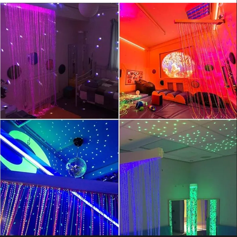 6W RGBW LED Whip Fiber Optic Kit Bluetooth Waterfall Curtain Light for Window Kid Children Sensory Room Home Decoration