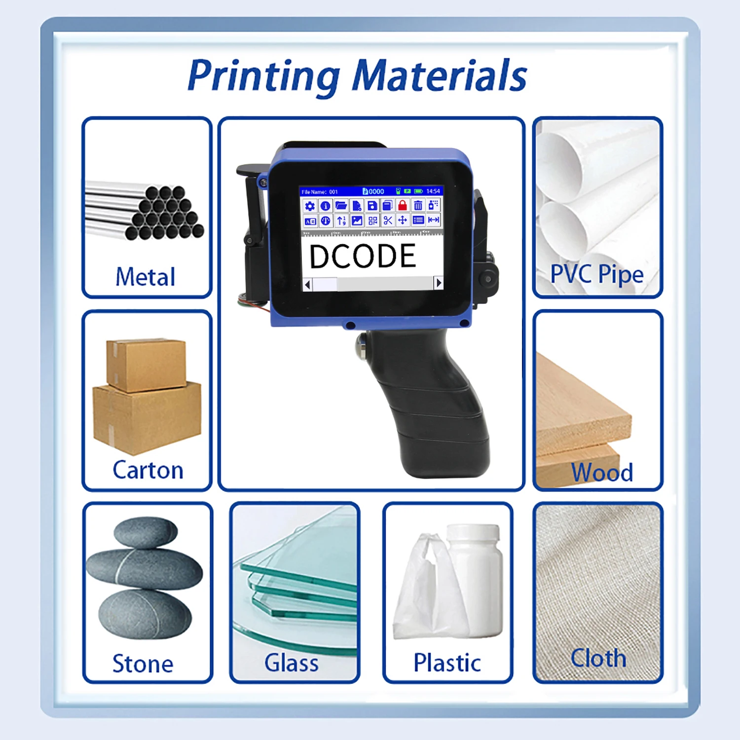 Imagem -06 - Dcode-mini Impressora Jato de Tinta Portátil Coding Machine Texto qr Barcode Image Lote Número Logotipo Data Split Dc12 12.7 mm