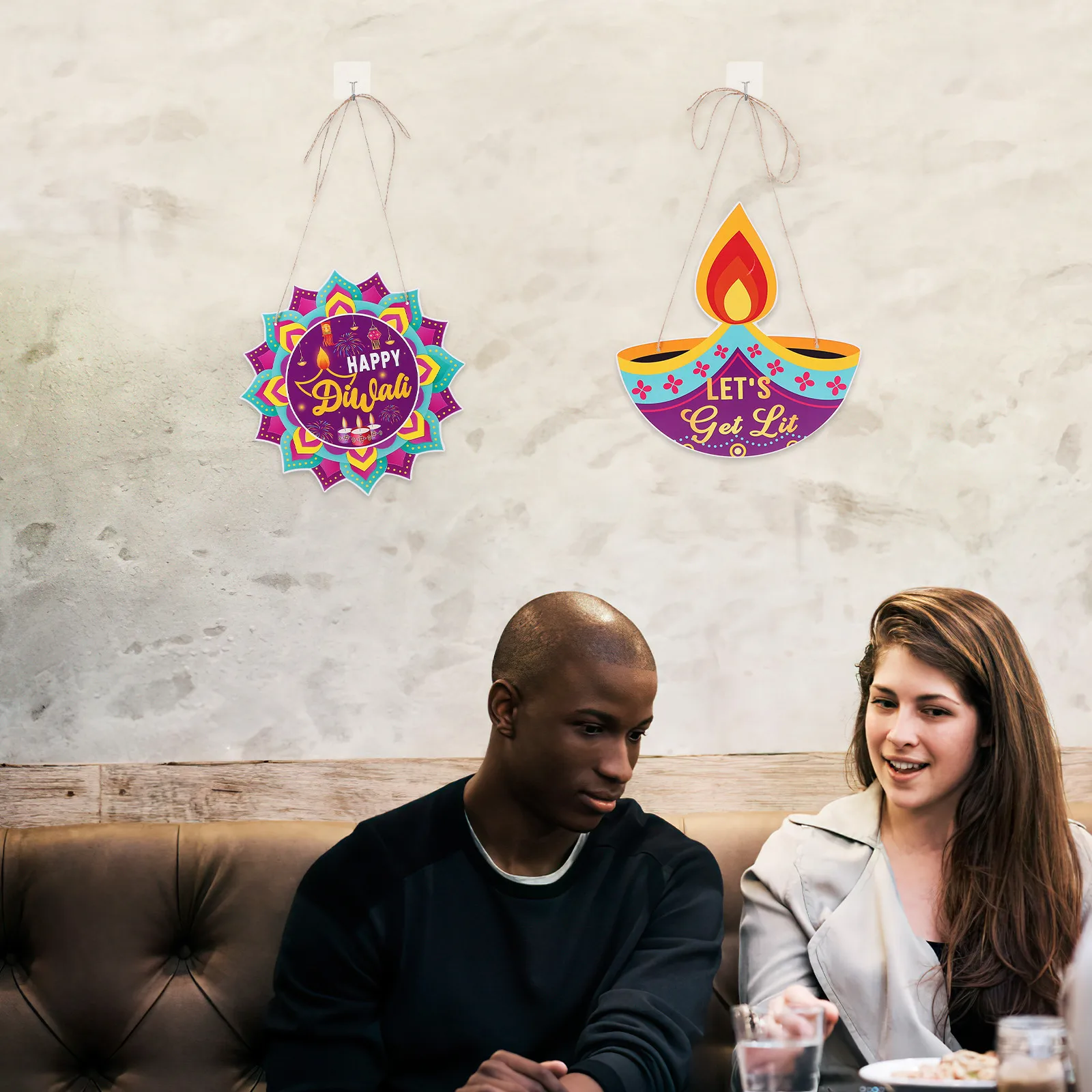 

10Pcs Diwali Door Hanging Signs Paper Festival Ornaments Decorative Front Door Sign Wall Hanging Diwali Decor Paper Sign