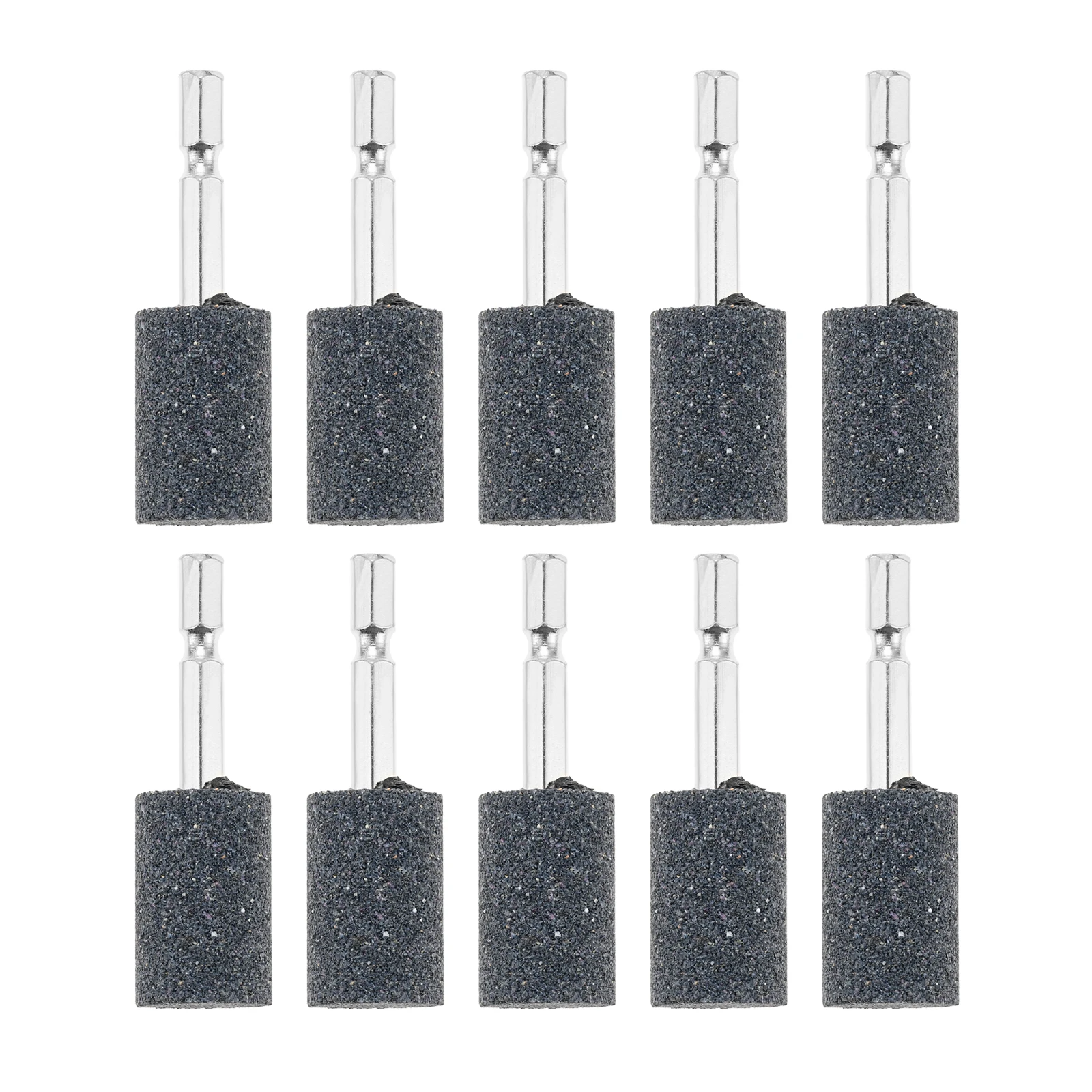 Broyeur de sable cylindrique en corindon avec tige hexagonale de 1,4 ", tête de 20mm, meuleuse à cône, charbon de meulage, perceuse, accessoires d'outils à distance, 10 pièces