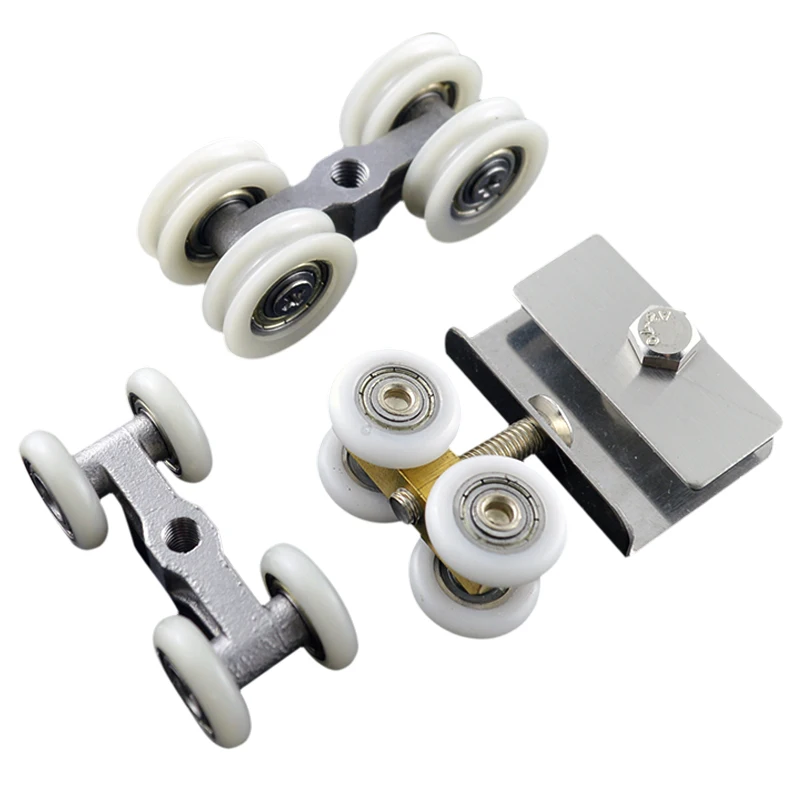 

4PCS Shower Room Pulley Bathroom Glass Door Hangin Wheel Sliding Door Roller Shower Room Wheel Walking Foot Copper bracket Wheel
