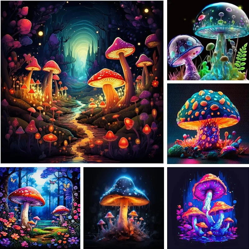 

5D Diy Diamond Painting New 2024 Fantasy Mysterious Mushroom Full Rhinestone Mosaic Embroidery Cross Stitch Kit Home Decor Gifts