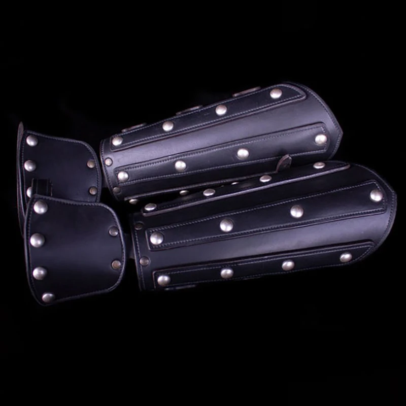 Medieval Warrior Samurai PU Leather Arm Guard Armor Bracer Viking Knight Tsushima Archer Cosplay Costume LARP Gloves Gauntlet