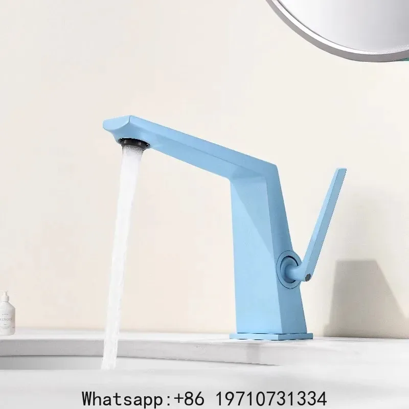 

Blue Basin Faucet Bathroom Single Lever Hot and Cold Sink Lead Free Mixer Tap Faucet Solid Brass Lavtory Faucet