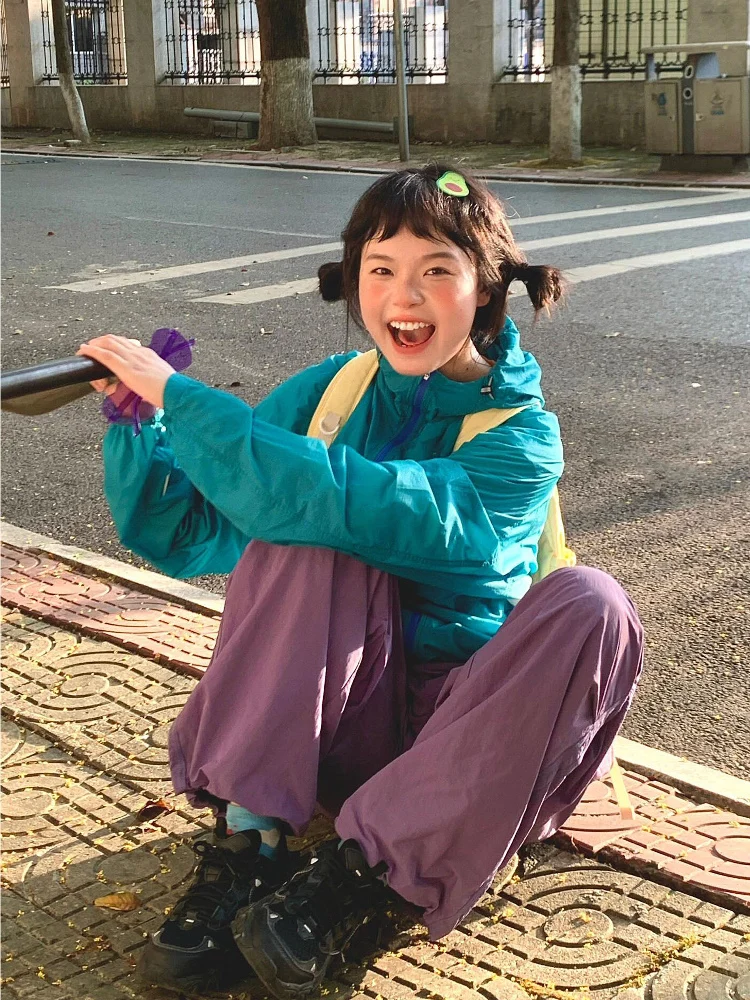 

Университетские куртки женские облегающие свободные красители в китайском стиле повседневные поездки с бантом молодежные многокарманные многослойные лацканы с надписью Wine