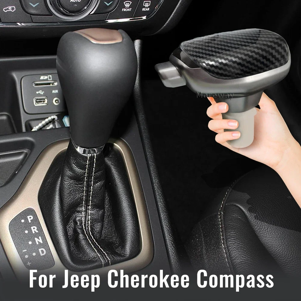 Imitate Carbon Fiber  ABS Gear Lever Shift Knob Shifter Handle Stick for Jeep Cherokee Compass Commander Modify Interiors