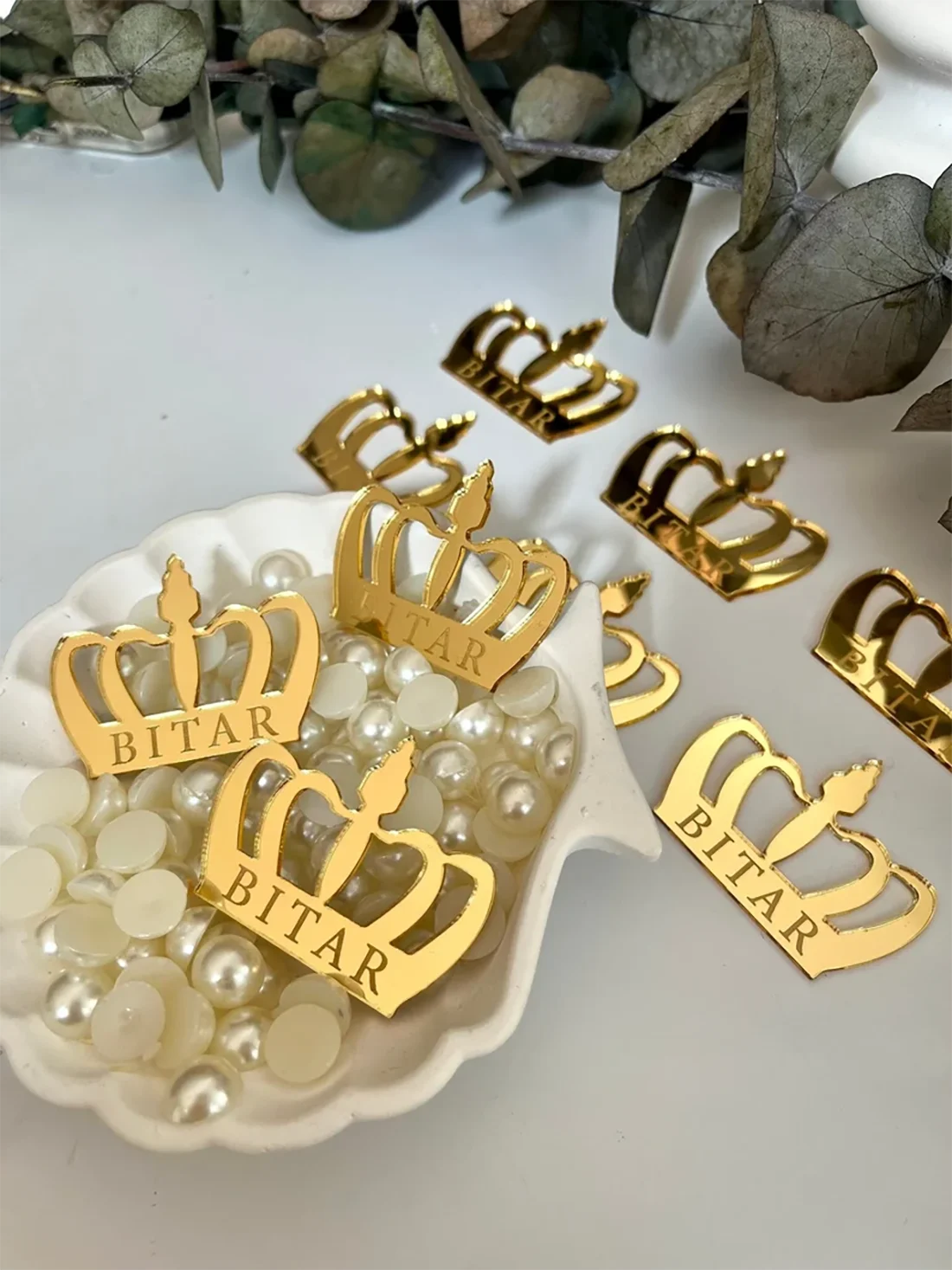 

5/10/25/30Pcs Gold Crown Tags,Personalized Crown tags, Baptism Tag, Mirror Tag for Chocolate,Crown Baby Name