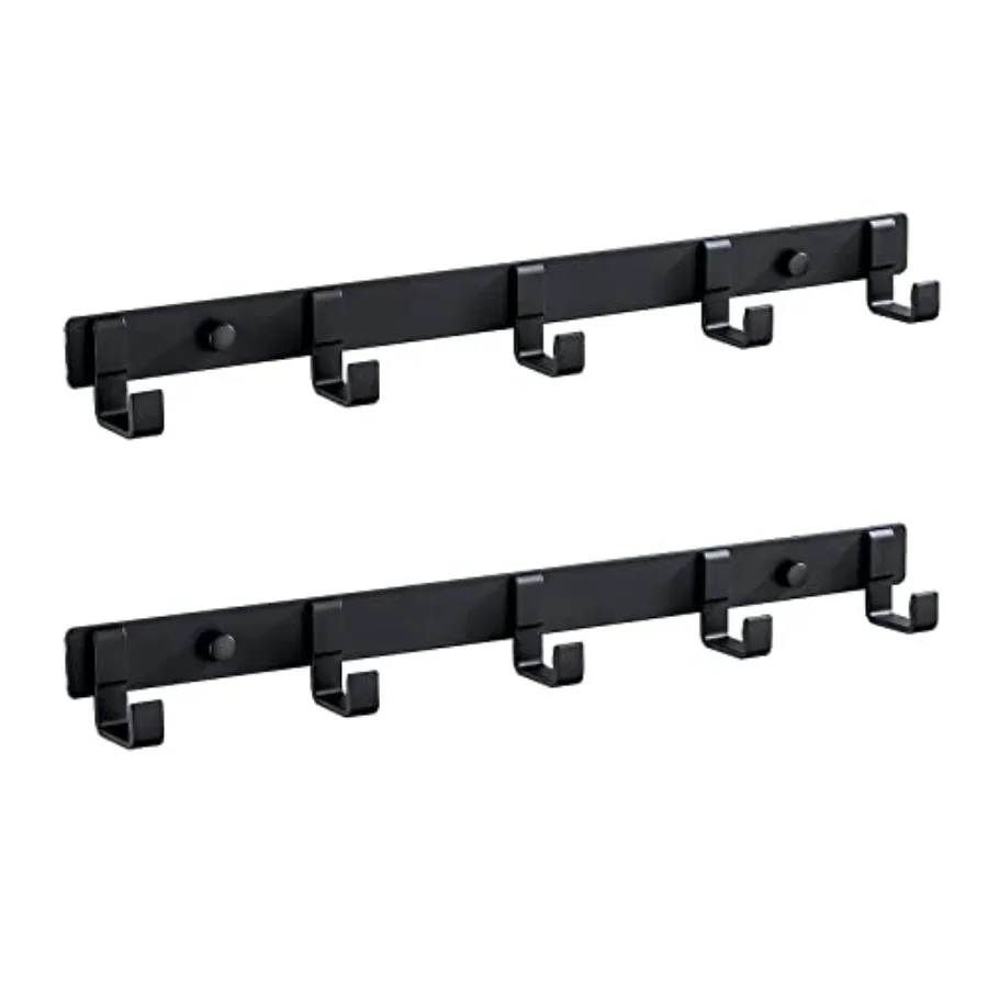 

2 Pack Hat and Coat Rack - Wall Mounted Aluminum Alloy Hook Rack 5 Hooks Black