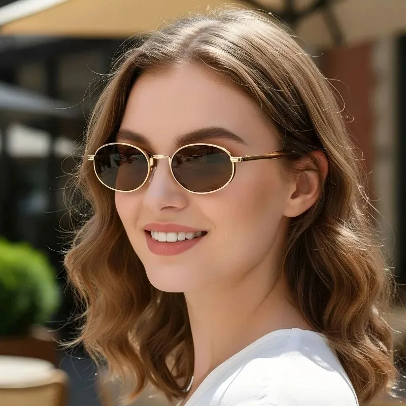2026 New Sexy Small Oval Steampunk Sunglasses, Men's Luxury Retro Metal Frame Sunglasses, Women's Fashion Travel Sunglasses
