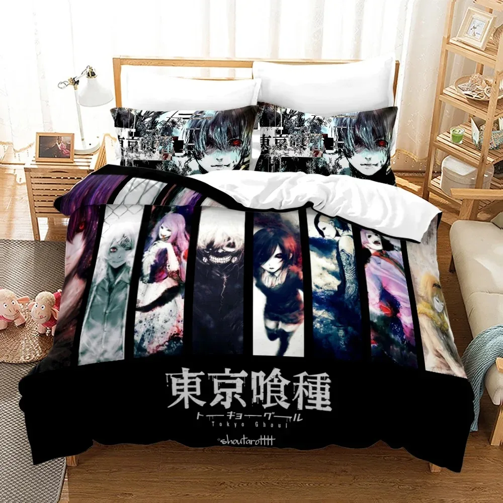 3D Printed Anime Tokyo Ghoul Bedding Set Duvet Cover Kaneki Ken Double Twin Full Queen King Adult Kids Bedclothes Quilt a Cover