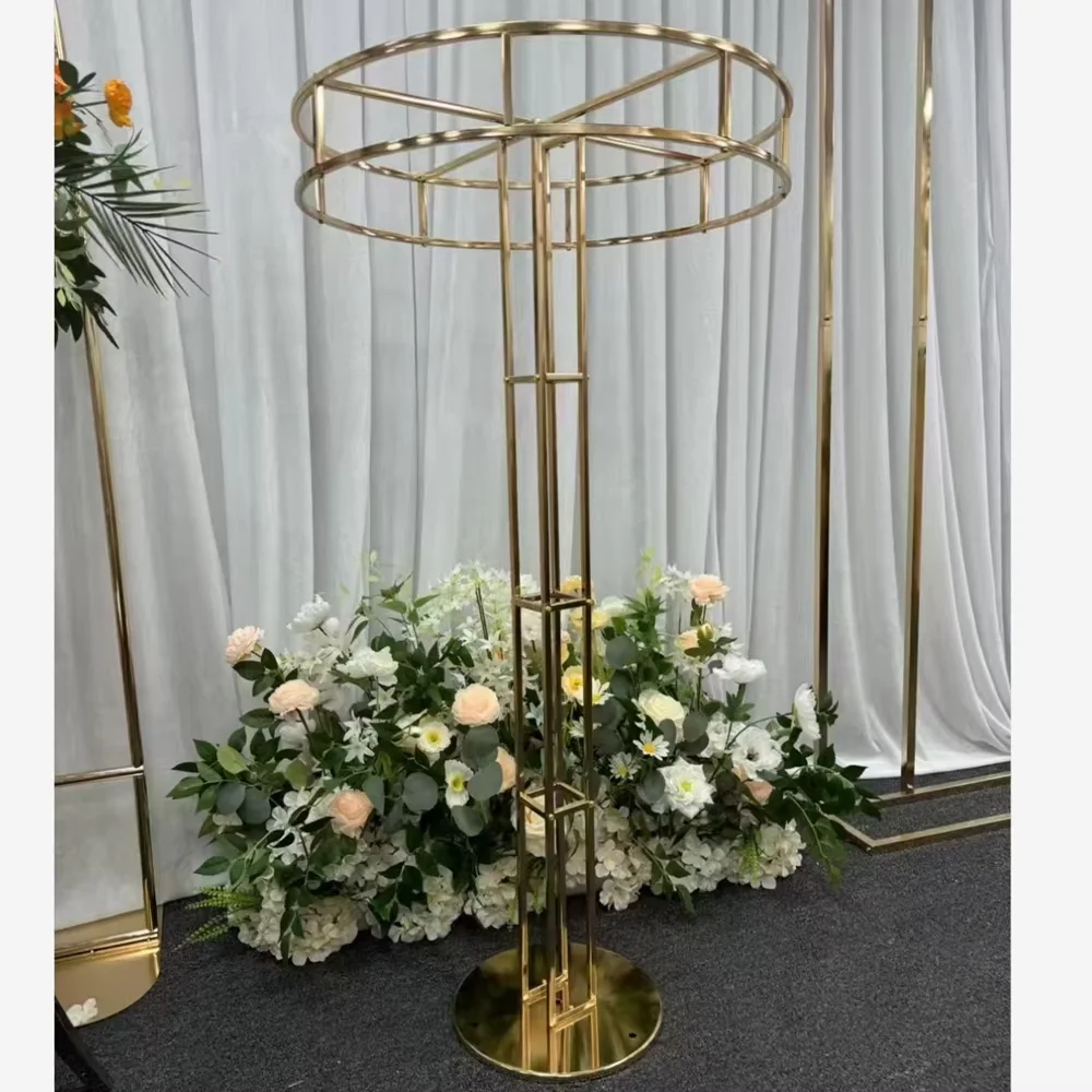 Eleganter Goldener Hochzeits-Blumenständer für Outdoor-Events, Bankett-Tischdekoration, Ideal für Brautpartys, Einweihungsfeiern und Jubiläen – Detail 2