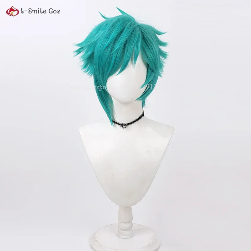 LoL Heartsteel Aphelios Cosplay Wig Short Green Wig Heat Resistant Synthetic Wig Aphelios Anime Wig Cosplay Heartsteel Wig Cap