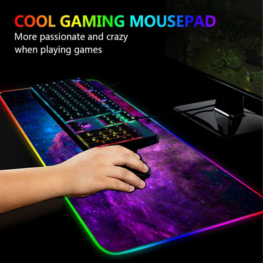 Imagem -04 - Led Starfield Gaming Mouse Pad Rgb Keyboard Extender Laptop Gamer Acessórios Espaço Mousepad Mesa de Suporte 120x60cm