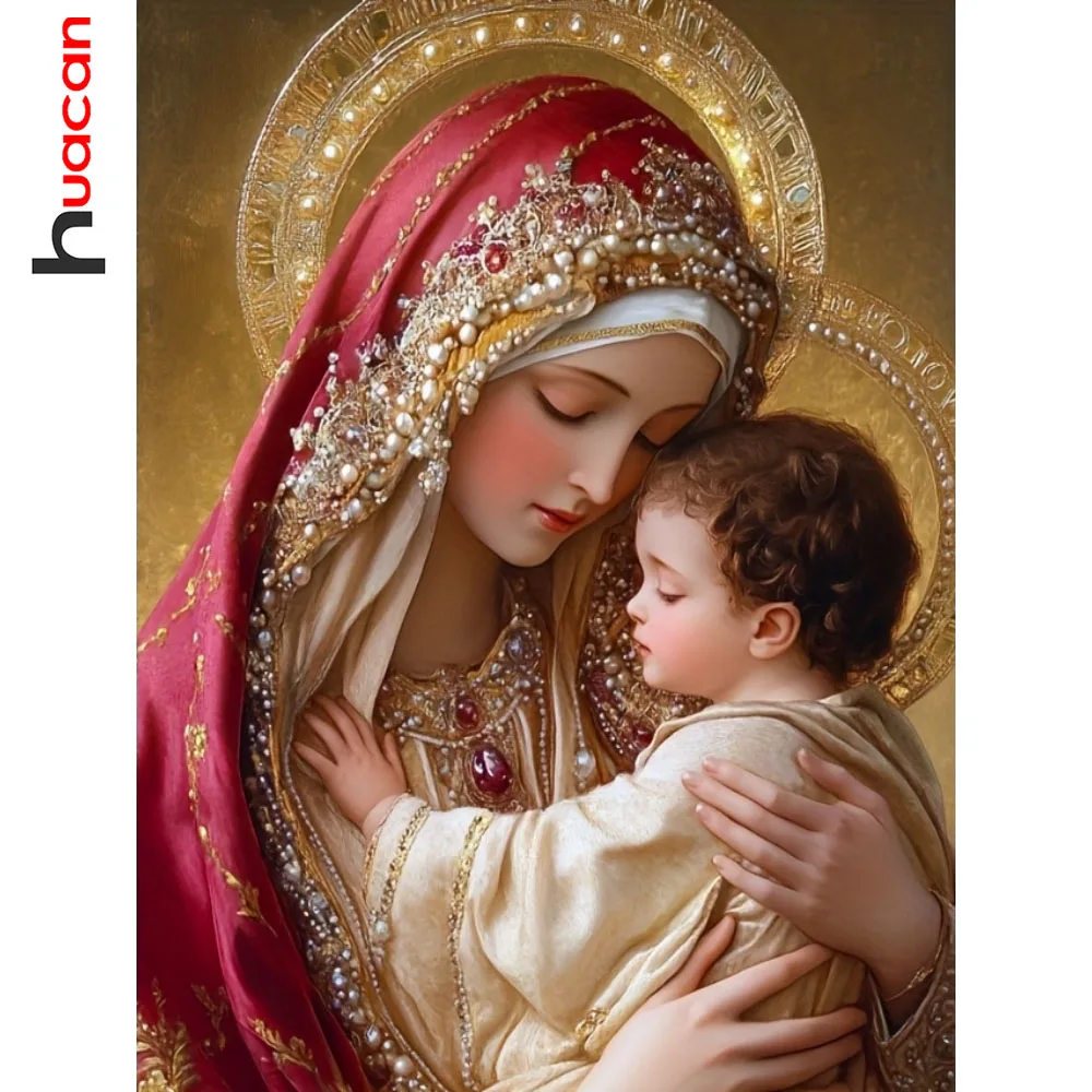 Huacan New Arrivals Diamond Painting Holy Mother Kids Diamond Mosaic Portrait Religion Complete Kit Home Decoration