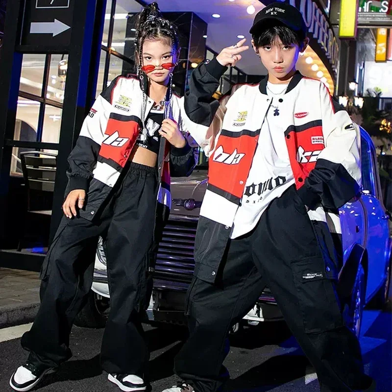 Boys Hip Hop Dance Clothes Children Jacket Cargo Pants Street Dance Performance Costume Kpop Outfit Jazz Dancewear DL11577