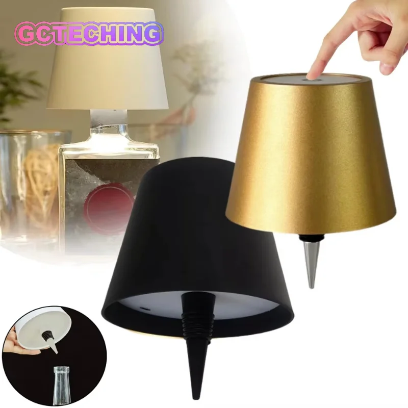Creative Touch Control LED Wine Bottle Lamp Vases Decor Table Lamp Rechargeable Ambient Night Light for Bar Club Cafe Hotel Home