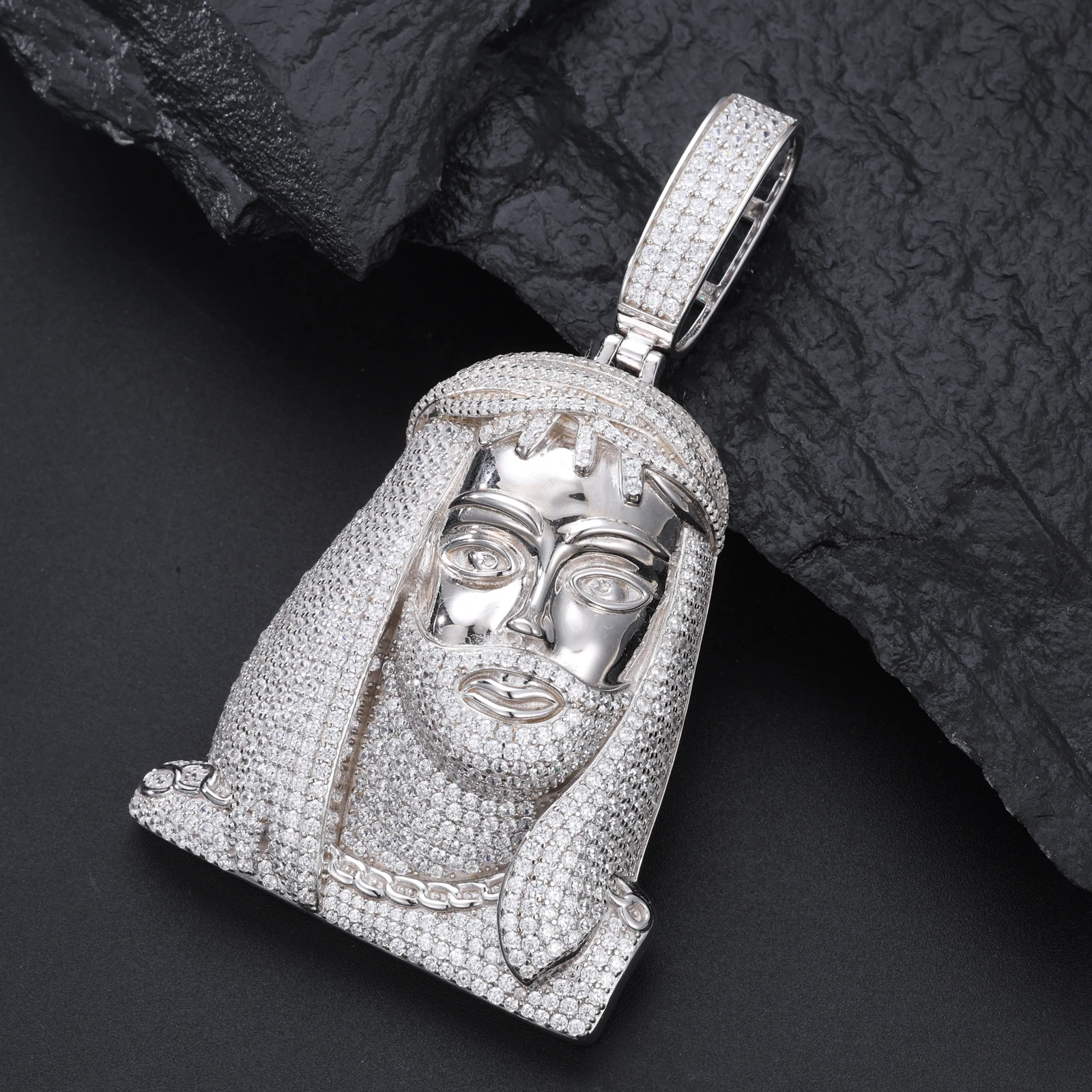 TUHE Unisex S925 Big Jesus Pendant Necklace Iced Out Moissanite Gold Silver Color luxury Pendant For Men Hip Hop Fine Jewelry