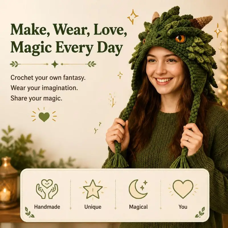 DIY Häkelset „Mystischer Wolf“ mit Kapuze, vorgeschnittenes Garn, alle Materialien enthalten, Video-Tutorial für Anfänger – Detail 6
