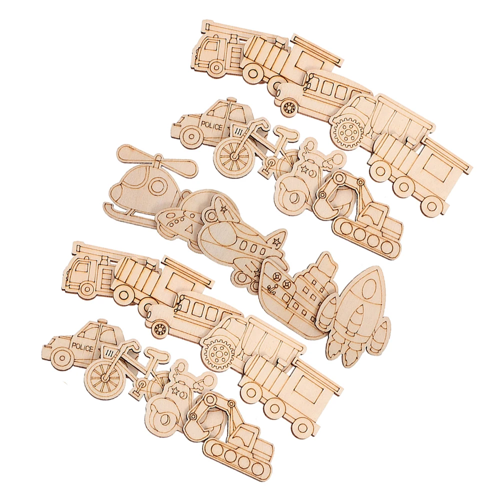 

25 шт. деревянные вырезы для транспортных средств, необработанные ломтики дерева, пустые бирки «сделай сам», ремесленный транспорт, вертолет, деревянные вырезы в форме автомобиля для