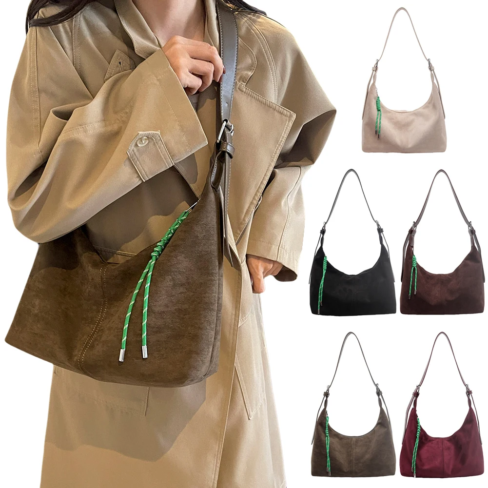 Damen-Umhängetasche aus Wildleder, verstellbarer Riemen, Umhängetasche mit Reißverschluss, Handtasche, Hobo-Tasche für Arbeit, Reisen