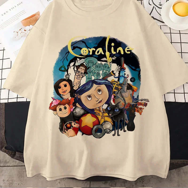 90s Coraline Doll Dreams Y2k Tee Shirt Men Women Vintage Tshirt Horror Movie T-shirt Halloween Graphic Tops Streetwear Clothes