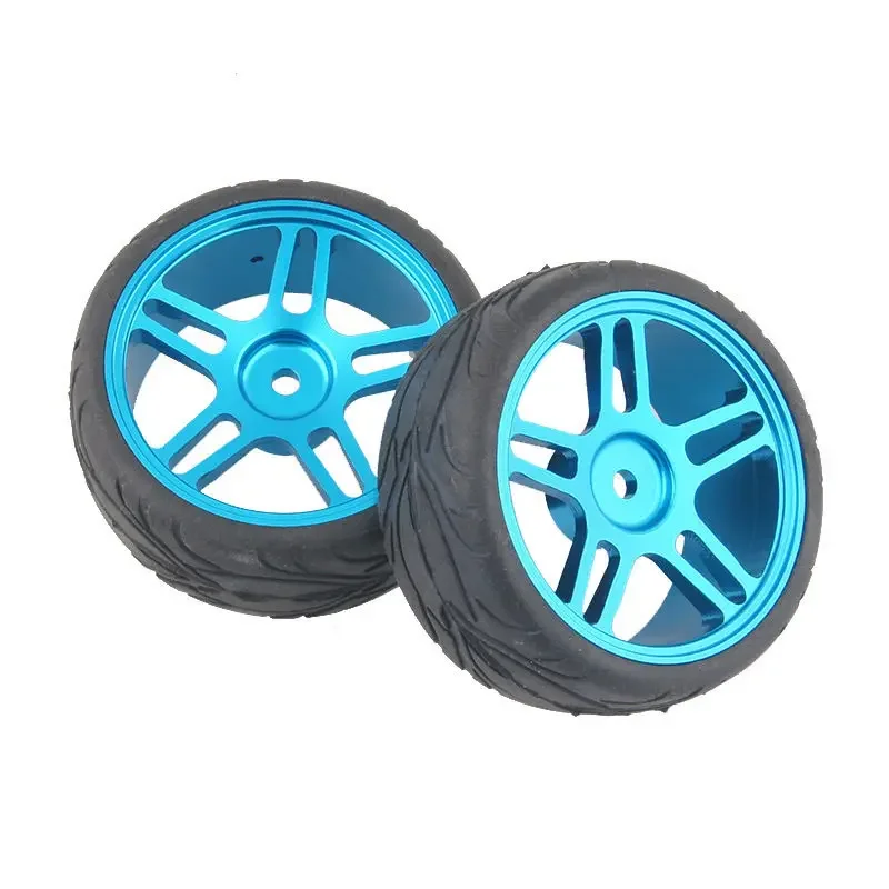 RC 122 Blue Aluminum Wheel Rubber Tires Fit for HSP HPI 1:10 On-Road Car