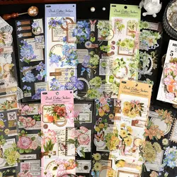 6pcs/lot Retro Floral Butterfly PET Stickers Collage Junk Journal Letter Label Frame Stickers DIY Album Scrapbooking Material