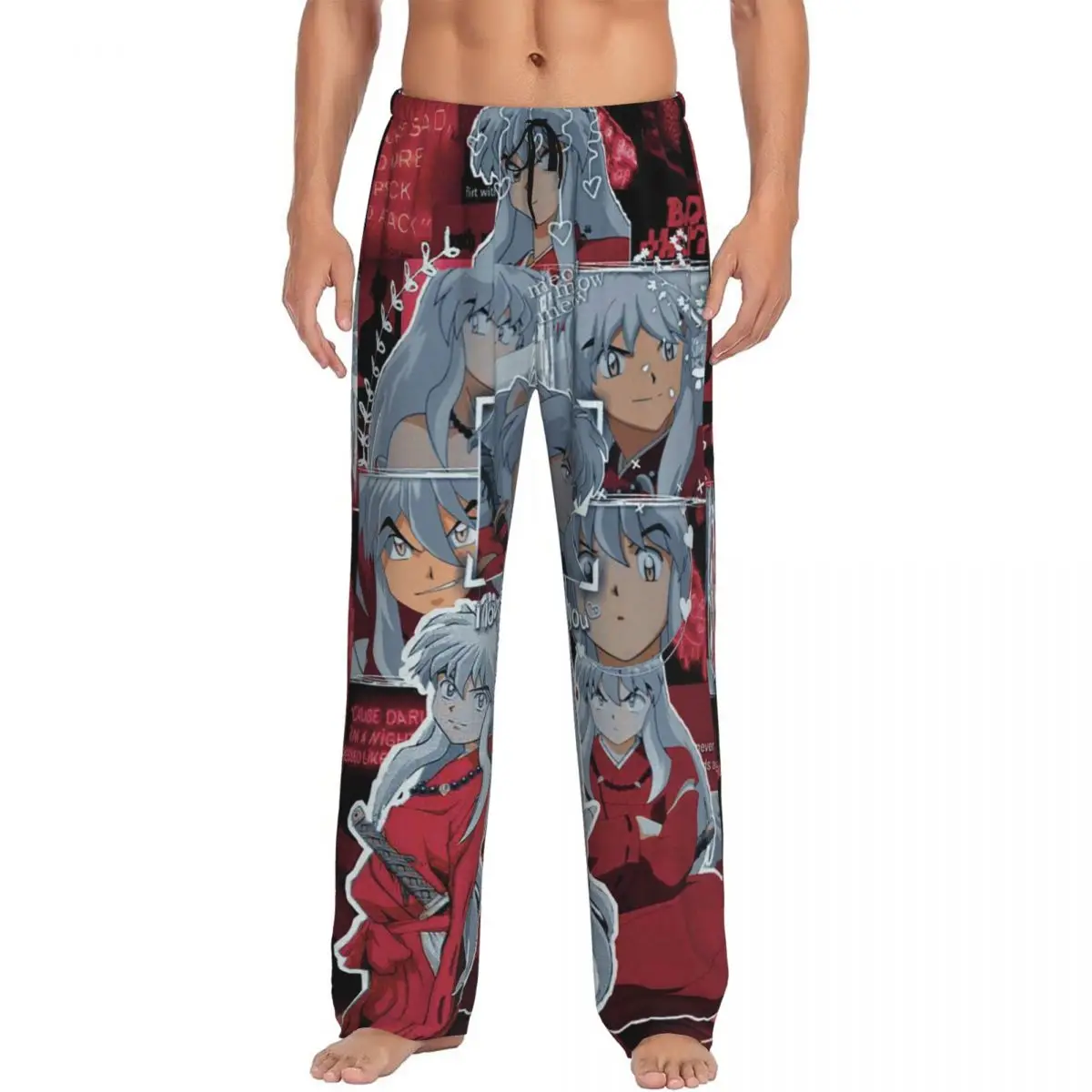 

Пользовательские аниме-пижамные штаны Inuyasha, мужская одежда для сна, штаны для сна с карманами