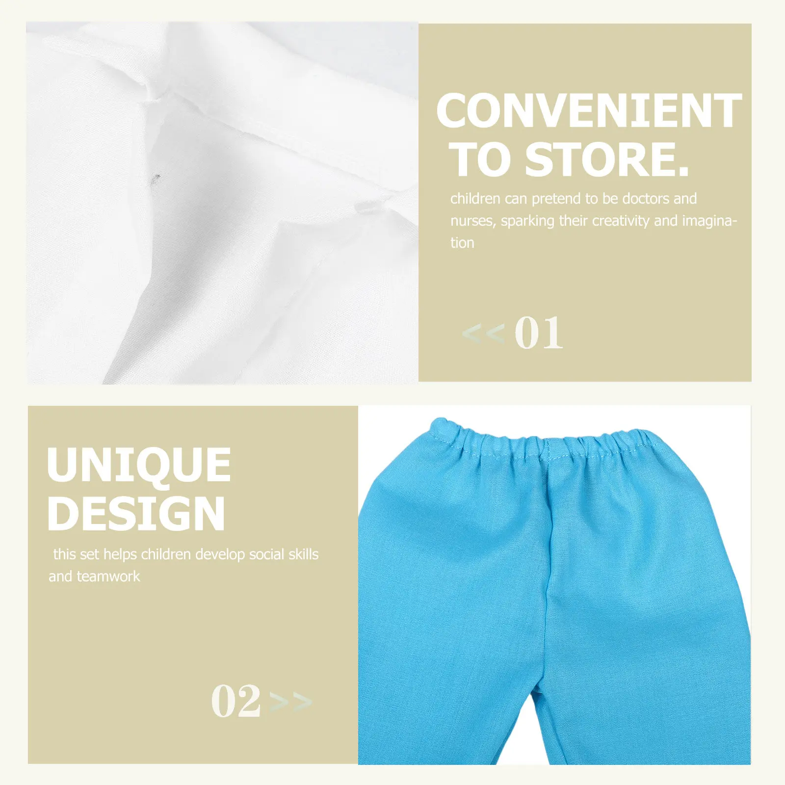 1 ชุด 18 นิ้วชุดพยาบาลชุดหมอจิ๋วสำหรับเล่นบทบาทสมมติเด็กการเรียนรู้ทักษะทางสังคม 18 นิ้ว