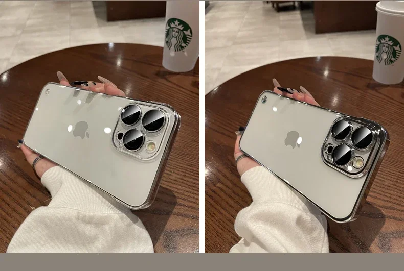 Luxuriöse, rahmenlose, transparente Hülle für iPhone 17, 16, 15, 14, 13, 12 Pro Max Plus, Glas-Kameraschutz, ultradünn, hart, PC – Detail 6