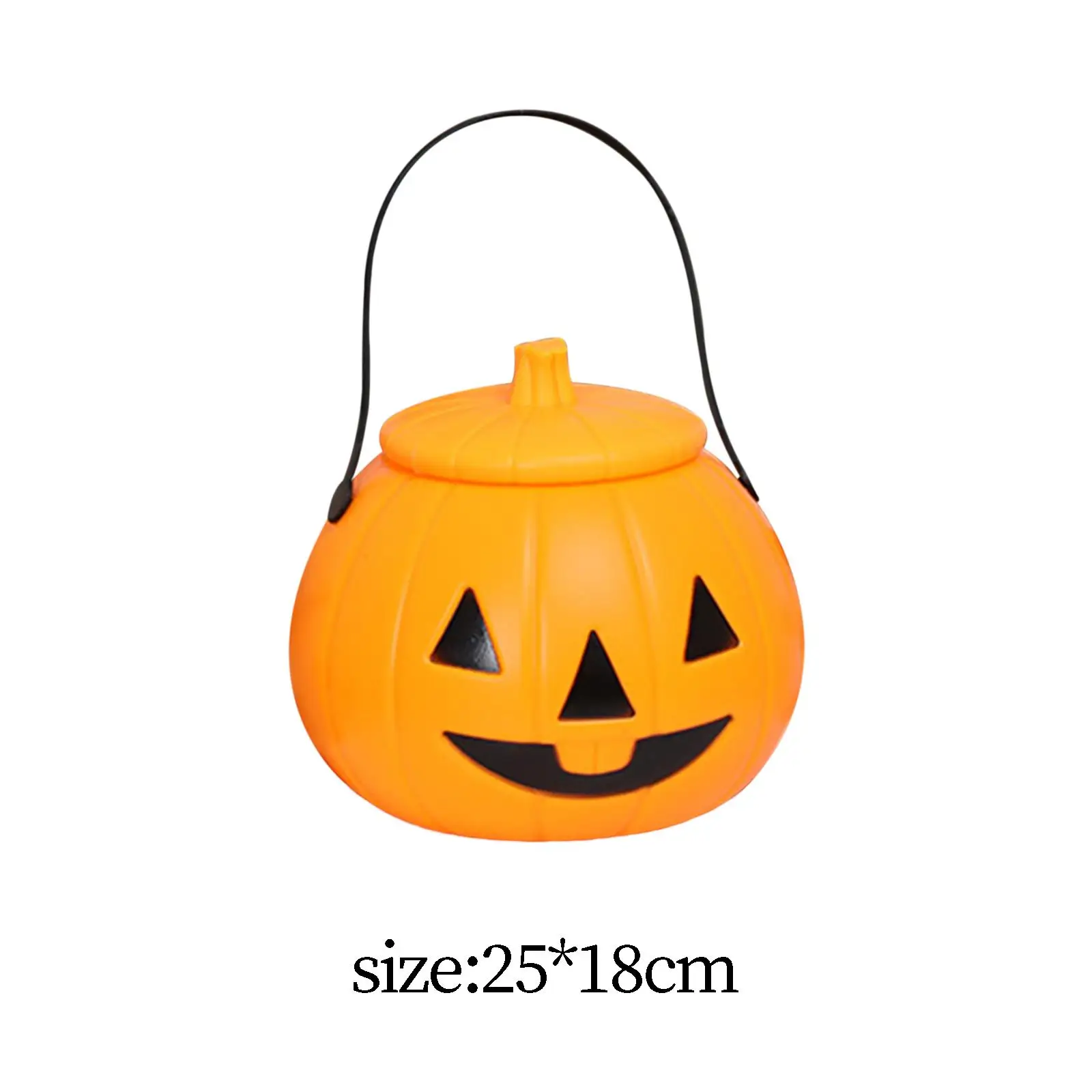 Halloween Pumpkin Bucket Plastic Candy Jar with Handle for Party Favor Trick or Treating Holder Decoration Gift Basket