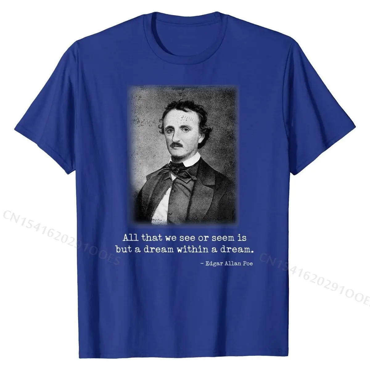 Edgar Allan Poe Quote All That We See Famous Author Quote T-Shirt Fitted Men Top T-shirts Cotton Tops T Shirt Unique