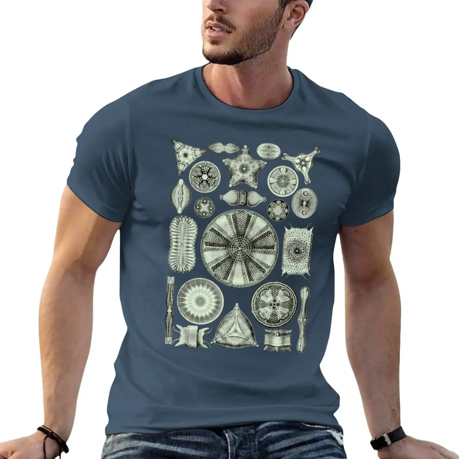 Ernst Haeckel Diatoms Olive Green T-Shirt summer tops cute clothes T-shirt men