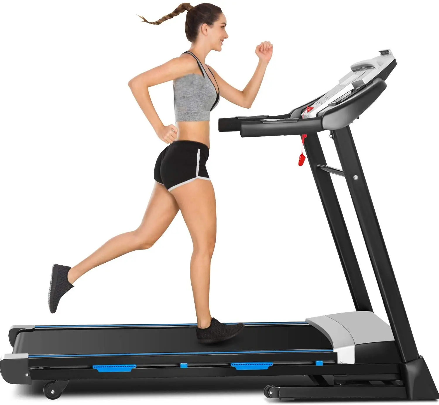 

STLF SHULI Home Fitness Treadmill 3.0 Quiet Motor 300 lbs Capacity LED Auto Incline Pulse Sensors Electric Folding Treadmill
