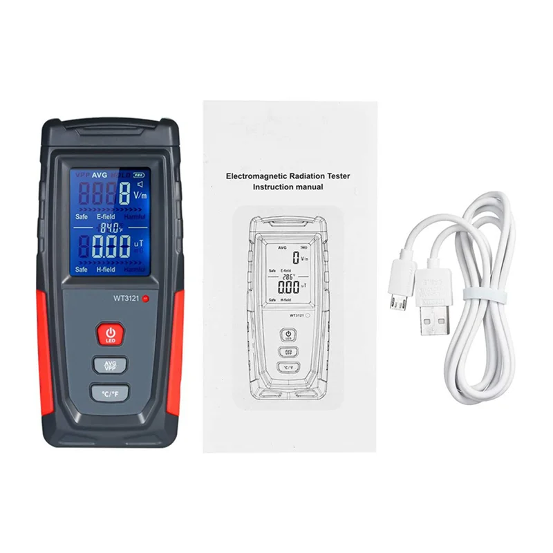 

2X EMF Meter USB Rechargeable, Radiation Detector For Electromagnetic Field And Temperature Precise For Home Appliances-A98U